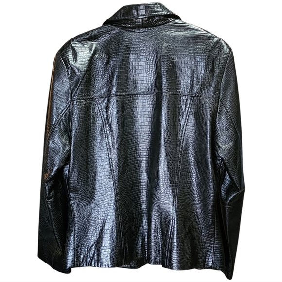 Vintage Saguaro Genuine Leather Croc-Embossed Black Jacket Y2K Style Size XL - Picture 2 of 15